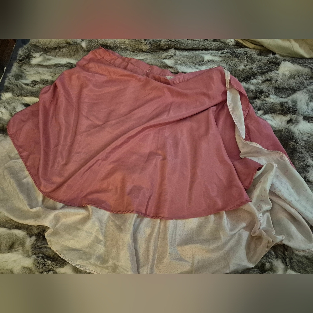 Elegant Pink and Cream Double-sided Silk Skirt